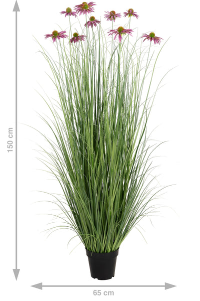 Iarba artificiala Onion 150 cm cu 9 flori mov de crizantema