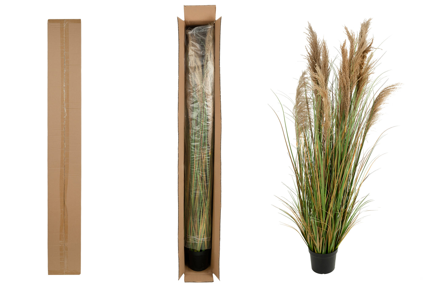 Iarba artificiala Onion 183 cm cu 13 flori naturale de pampas bej