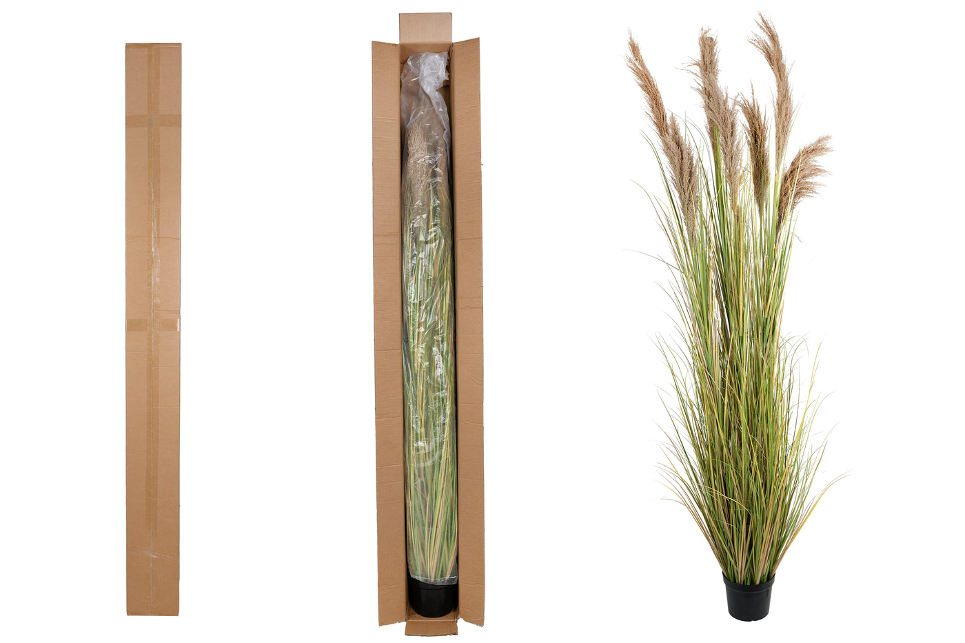 Iarba artificiala Onion 260 cm cu 10 flori naturale de pampas bej
