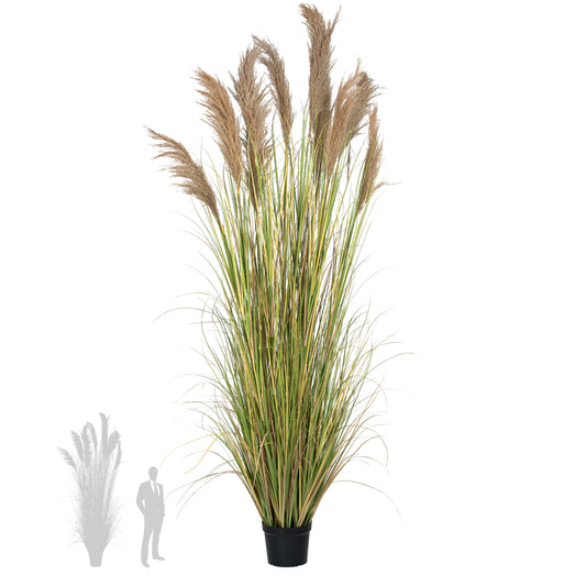 Iarba artificiala Onion 260 cm cu 10 flori naturale de pampas bej