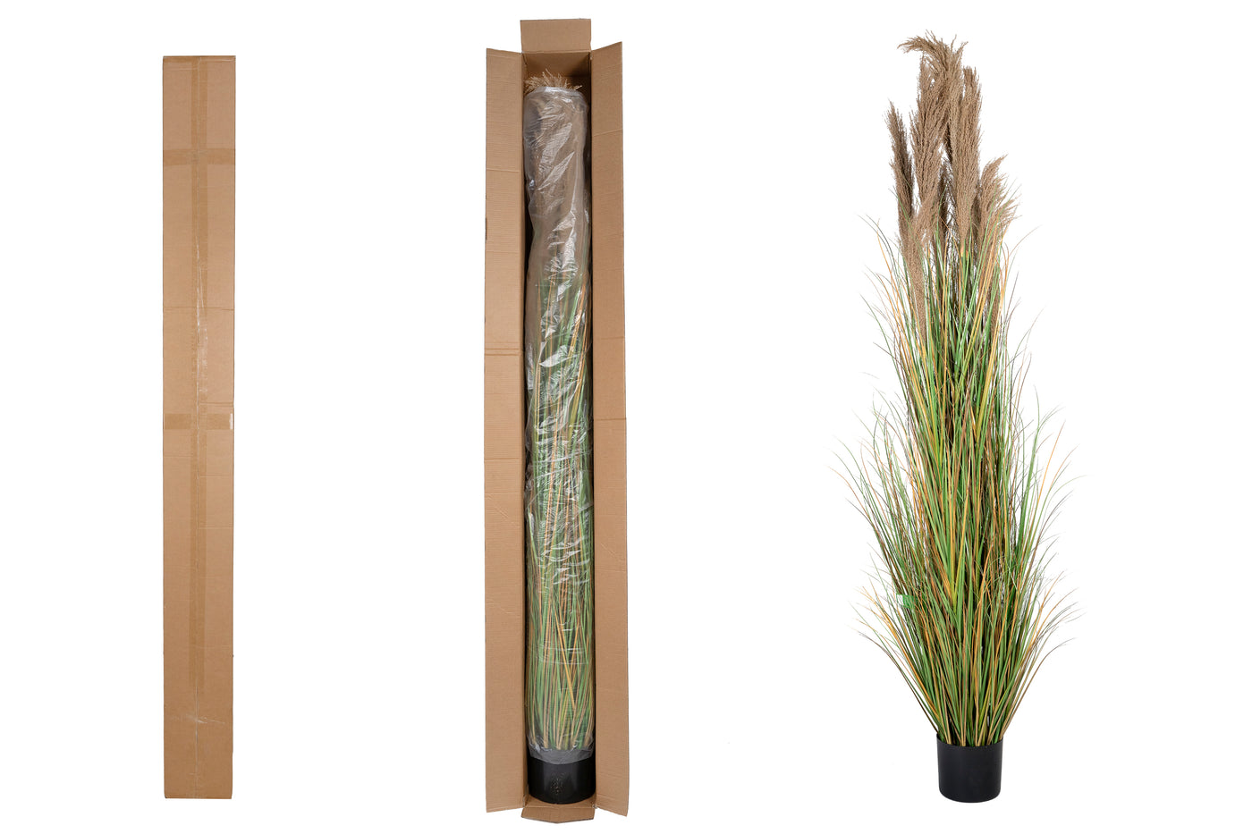 Iarba artificiala Onion 280 cm cu 13 flori naturale de pampas bej