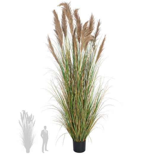 Iarba artificiala Onion 280 cm cu 13 flori naturale de pampas bej