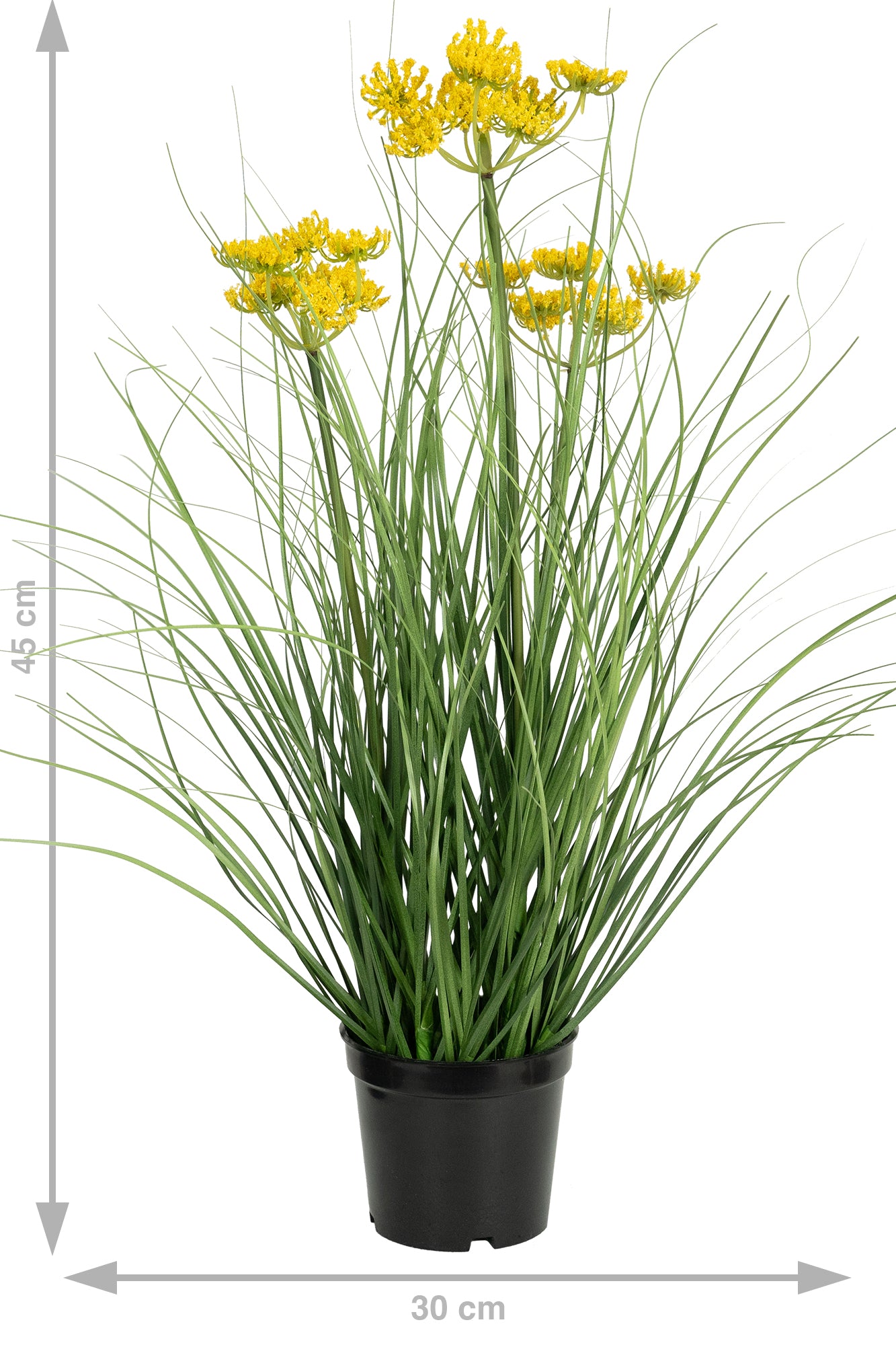 Iarba artificiala Onion 45 cm cu 3 flori de morcov galbene