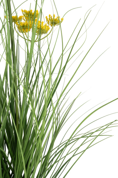 Iarba artificiala Onion 45 cm cu 3 flori de morcov galbene