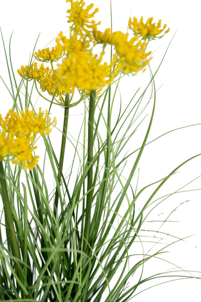 Iarba artificiala Onion 45 cm cu 3 flori de morcov galbene