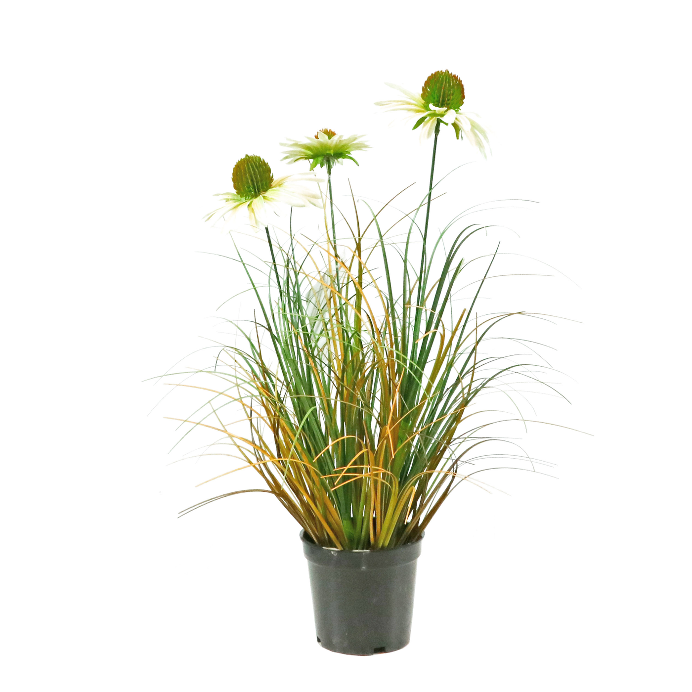 Iarba artificiala Onion 50 cm cu 3 flori de crizantema albe