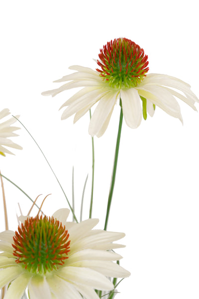 Iarba artificiala Onion 50 cm cu 3 flori de crizantema albe