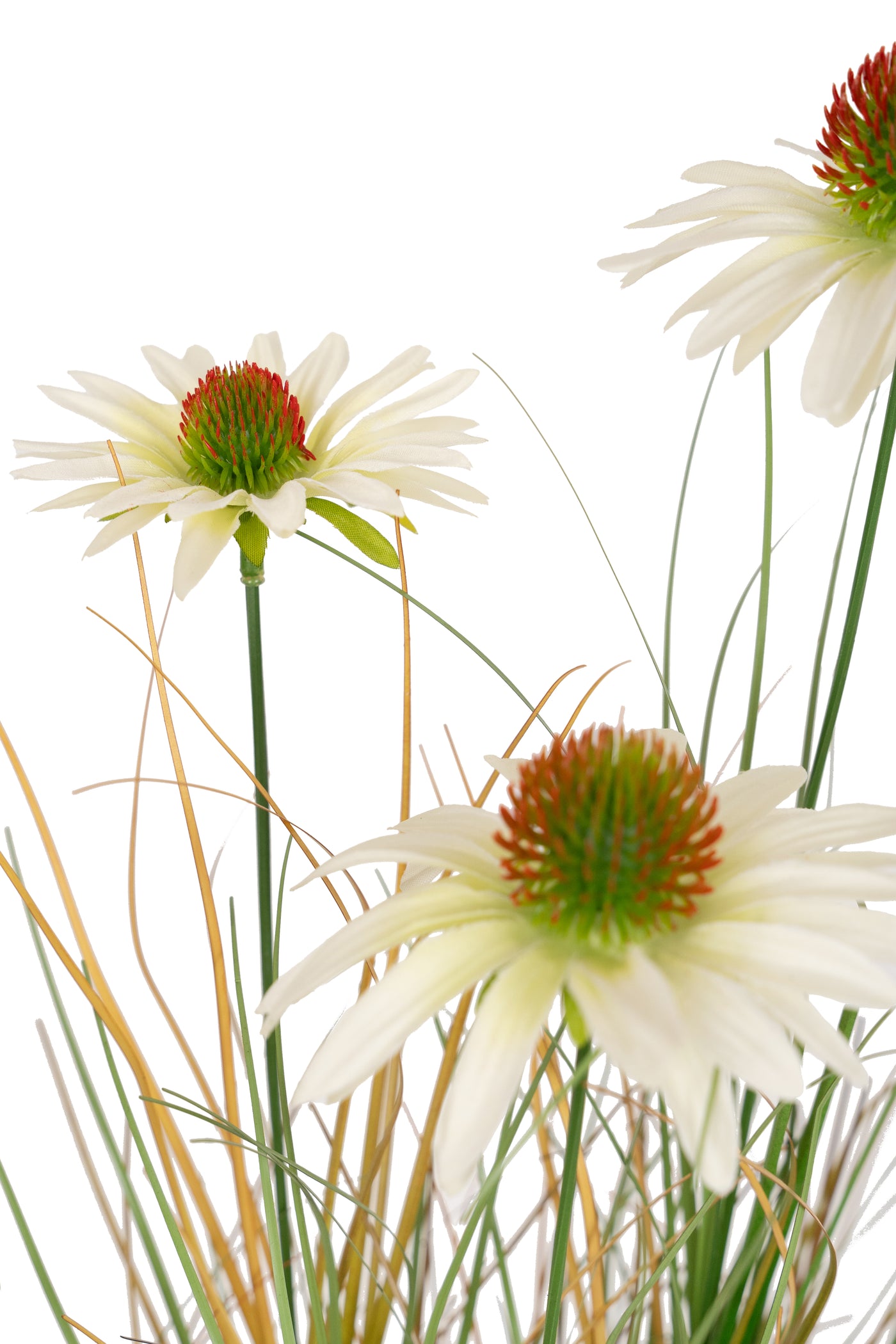 Iarba artificiala Onion 50 cm cu 3 flori de crizantema albe