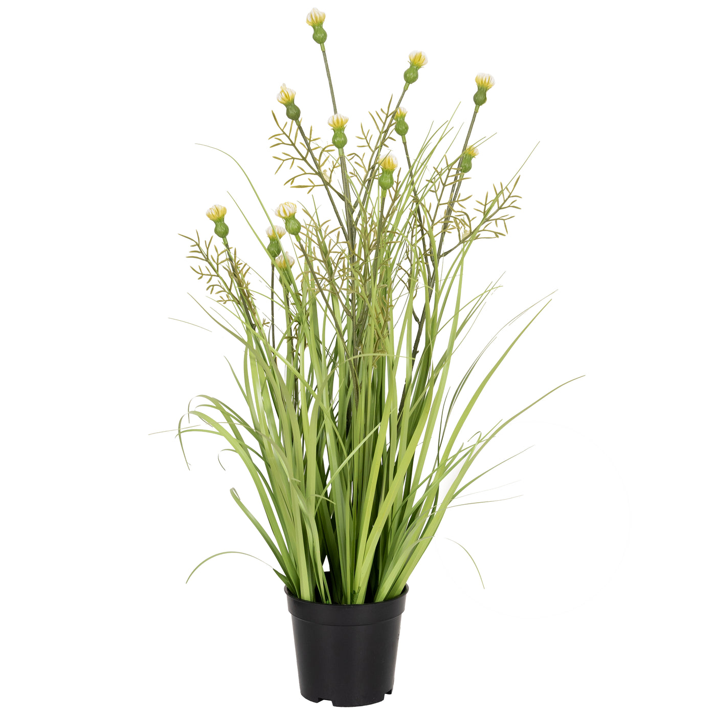 Iarba artificiala Onion 60 cm cu 4 flori de crizantema crem
