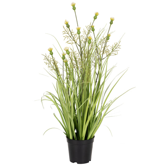 Iarba artificiala Onion 60 cm cu 4 flori de crizantema crem
