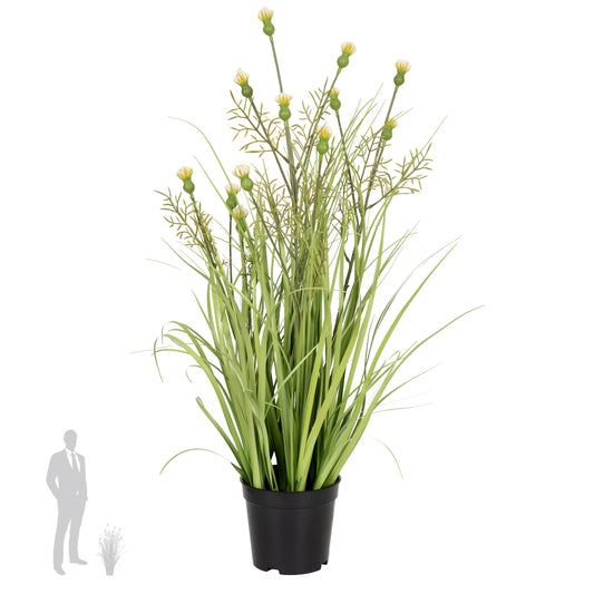 Iarba artificiala Onion 60 cm cu 4 flori de crizantema crem