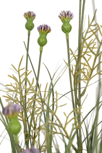 Iarba artificiala Onion 60 cm cu 4 flori de crizantema mov