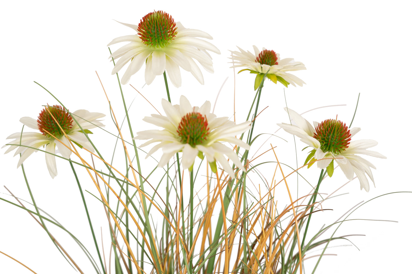 Iarba artificiala Onion 60 cm cu 5 flori albe de crizantema