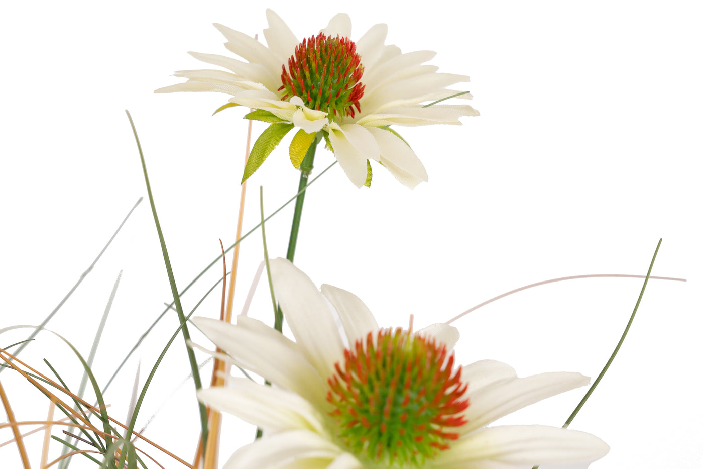 Iarba artificiala Onion 60 cm cu 5 flori albe de crizantema