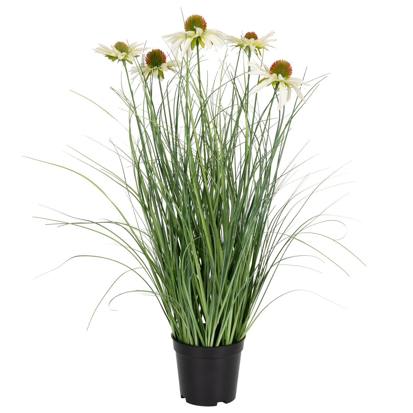 Iarba artificiala Onion 60 cm cu 5 flori albe de crizantema