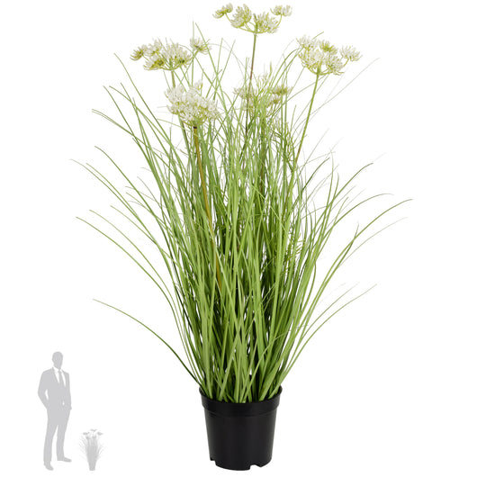 Iarba artificiala Onion 60 cm cu 5 flori de morcov albe