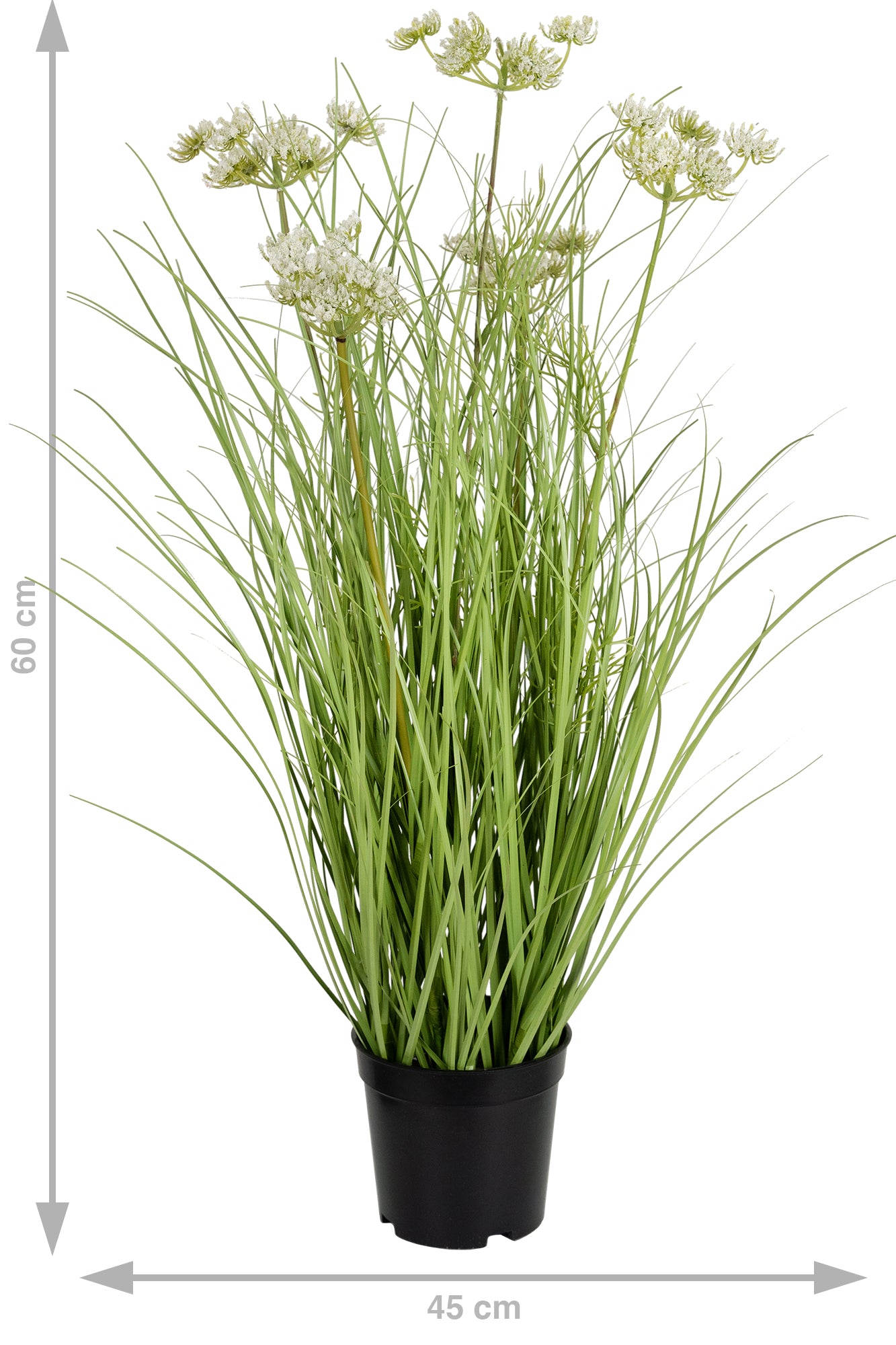 Iarba artificiala Onion 60 cm cu 5 flori de morcov albe