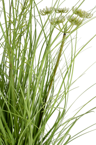 Iarba artificiala Onion 60 cm cu 5 flori de morcov albe