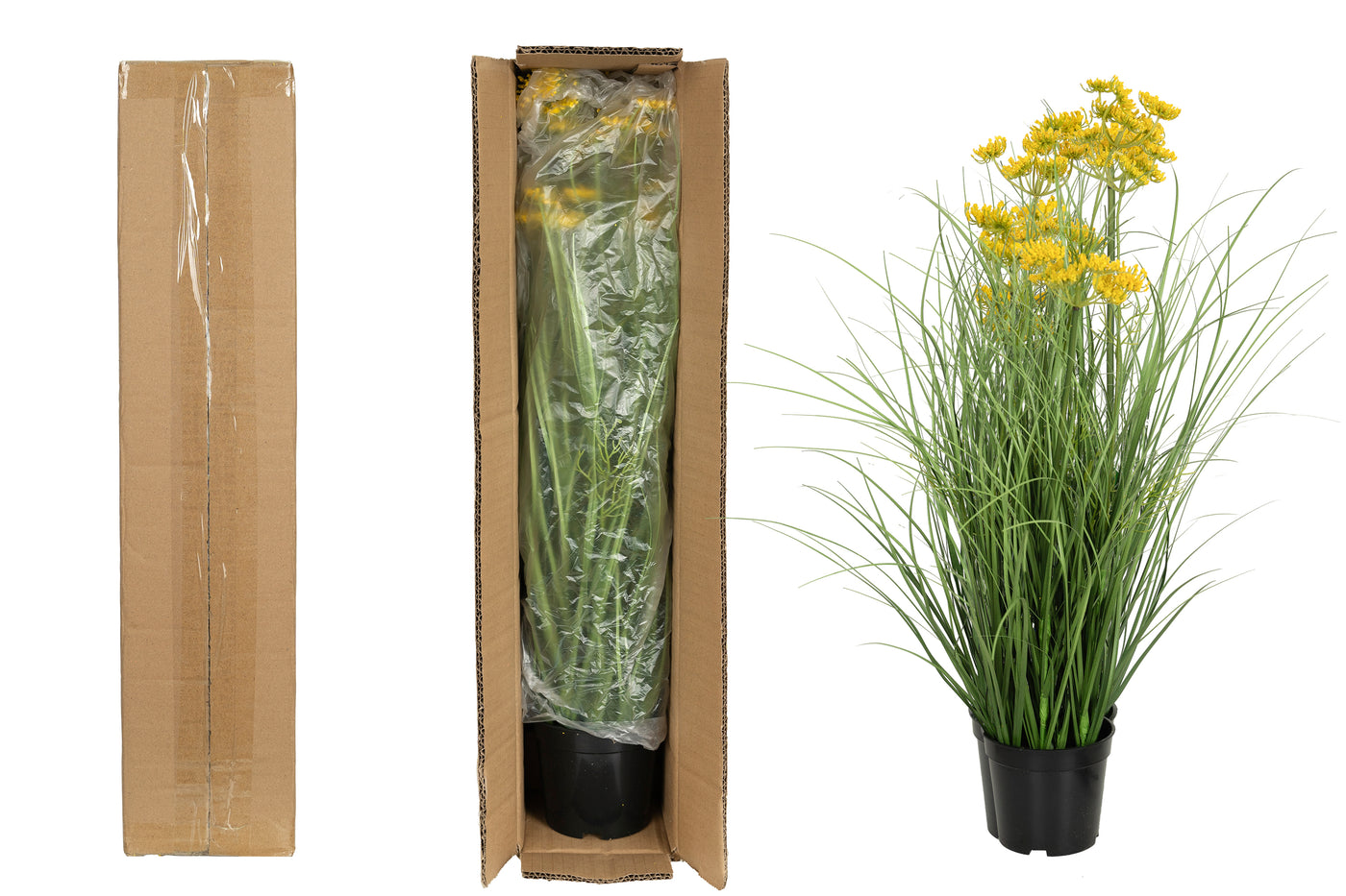 Iarba artificiala Onion 60 cm cu 5 flori de morcov galbene