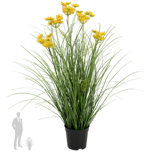 Iarba artificiala Onion 60 cm cu 5 flori de morcov galbene