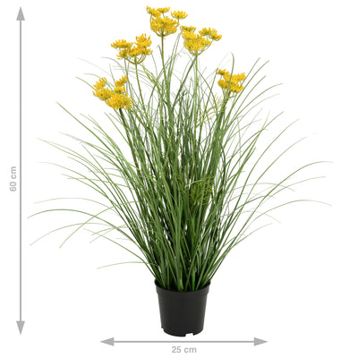 Iarba artificiala Onion 60 cm cu 5 flori de morcov galbene
