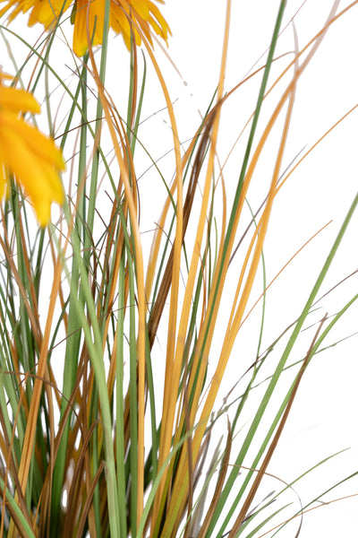 Iarba artificiala Onion 60 cm cu 5 flori galbene de crizantema