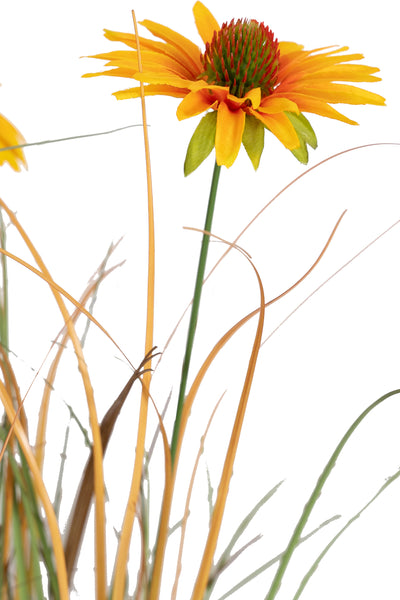 Iarba artificiala Onion 60 cm cu 5 flori galbene de crizantema