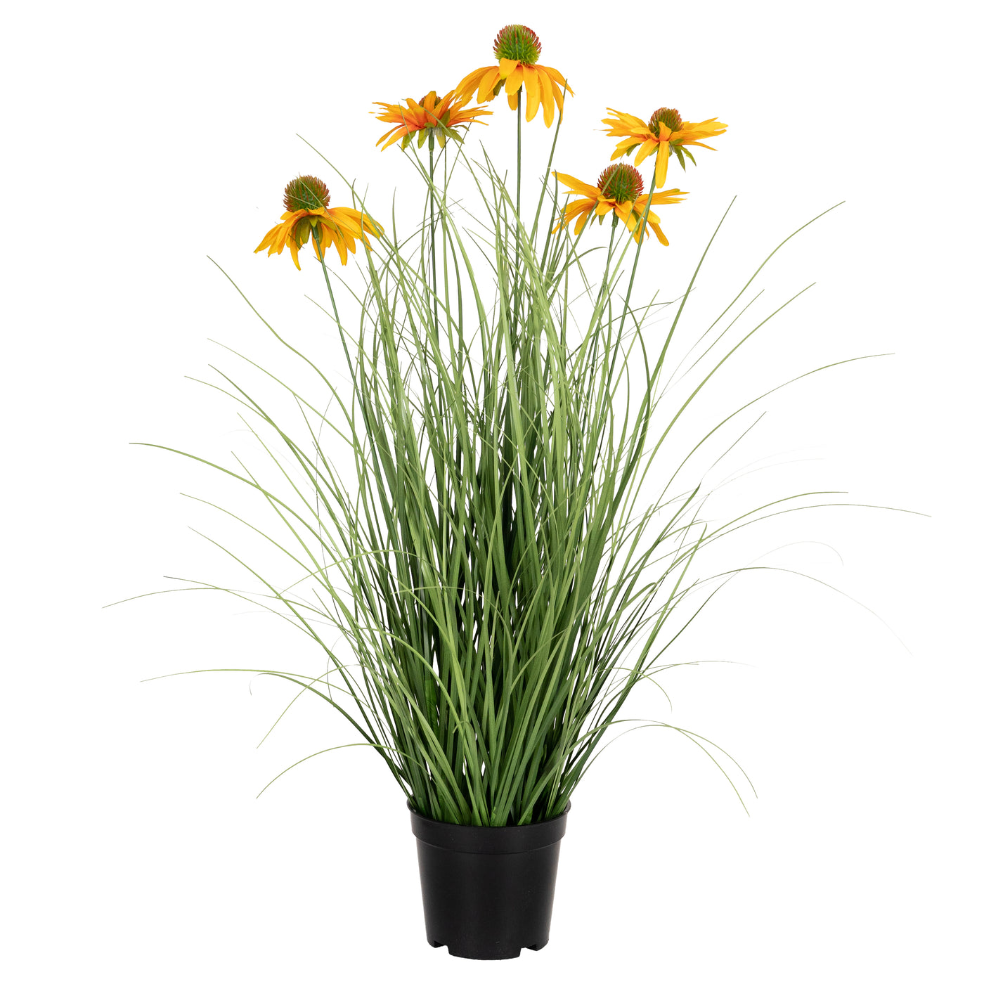 Iarba artificiala Onion 60 cm cu 5 flori galbene de crizantema