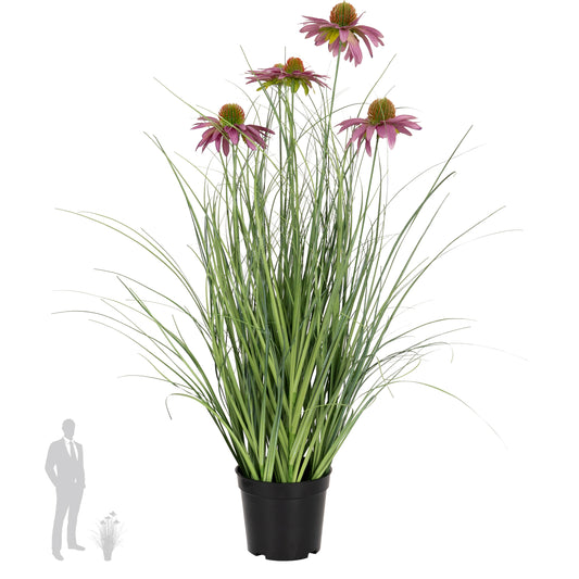 Iarba artificiala Onion 60 cm cu 5 flori mov de crizantema