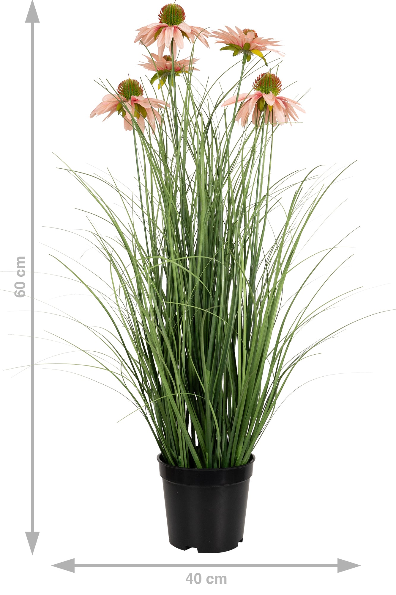 Iarba artificiala Onion 60 cm cu 5 flori roz de crizantema