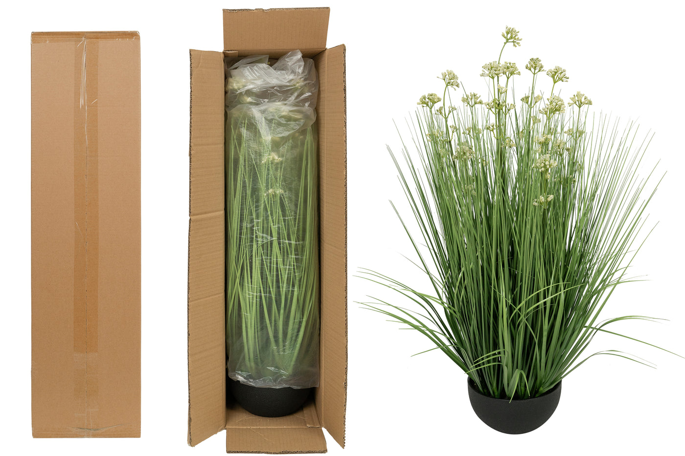 Iarba artificiala Onion 80 cm cu 14 flori de praz albe