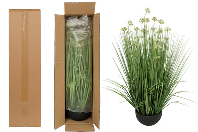 Iarba artificiala Onion 80 cm cu 14 flori de praz albe