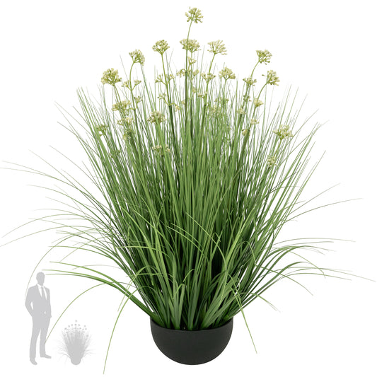 Iarba artificiala Onion 80 cm cu 14 flori de praz albe