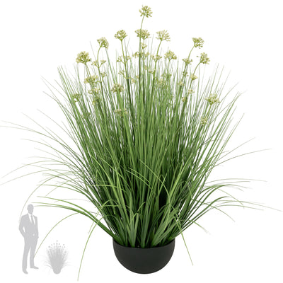 Iarba artificiala Onion 80 cm cu 14 flori de praz albe