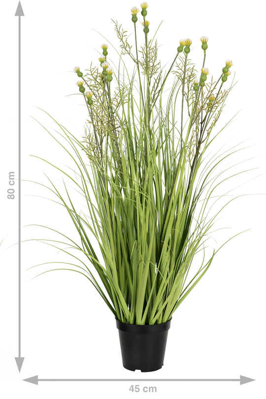 Iarba artificiala Onion 80 cm cu 5 flori de crizantema crem