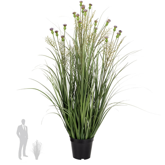 Iarba artificiala Onion 80 cm cu 5 flori de crizantema mov