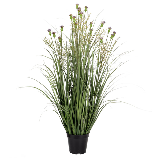 Iarba artificiala Onion 80 cm cu 5 flori de crizantema mov