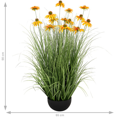 Iarba artificiala Onion 90 cm cu 14 flori de crizantema