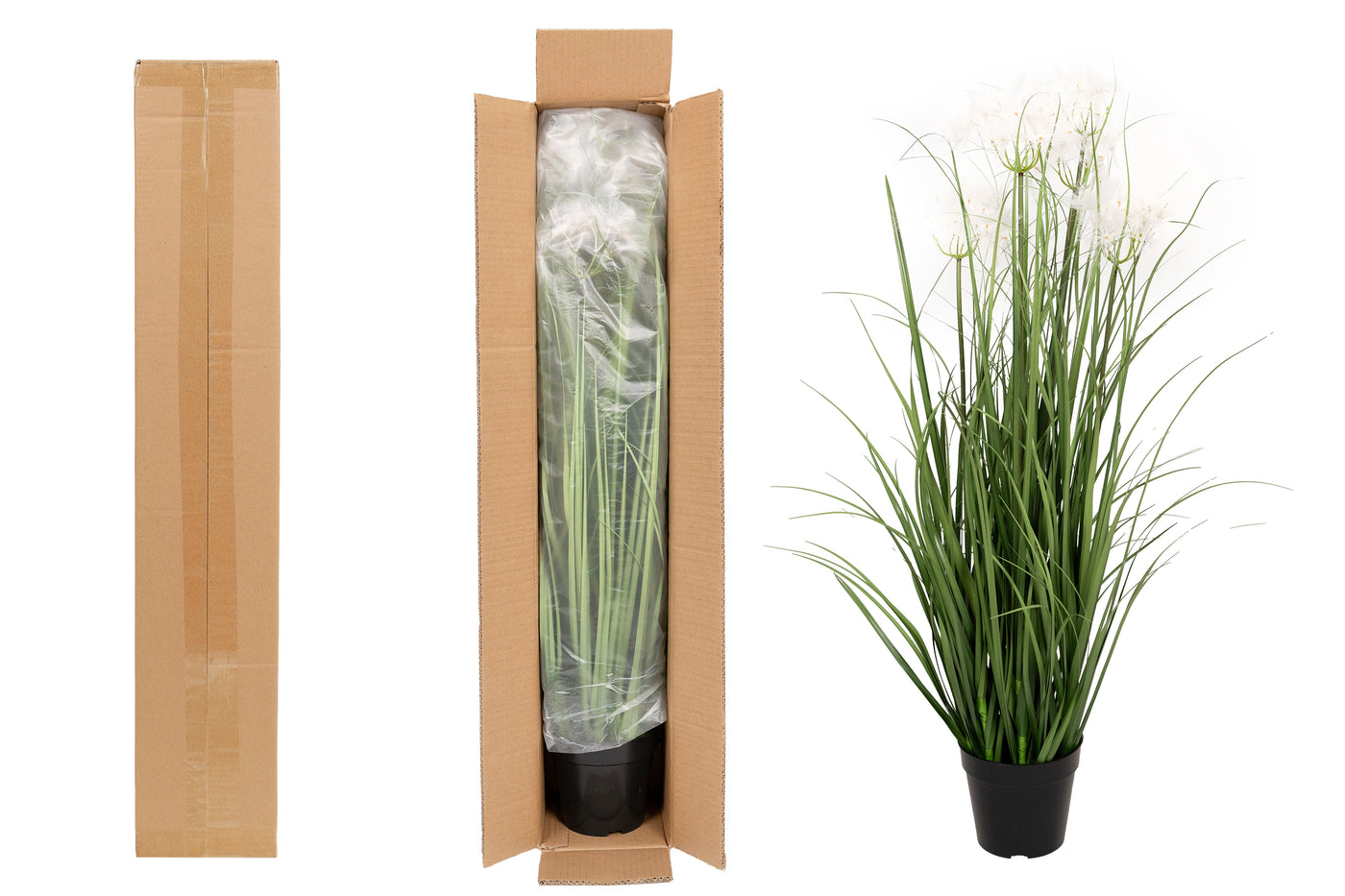 Iarba artificiala Onion 90 cm cu 5 flori de papadie albe