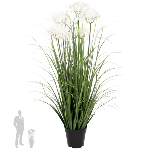 Iarba artificiala Onion 90 cm cu 5 flori de papadie albe