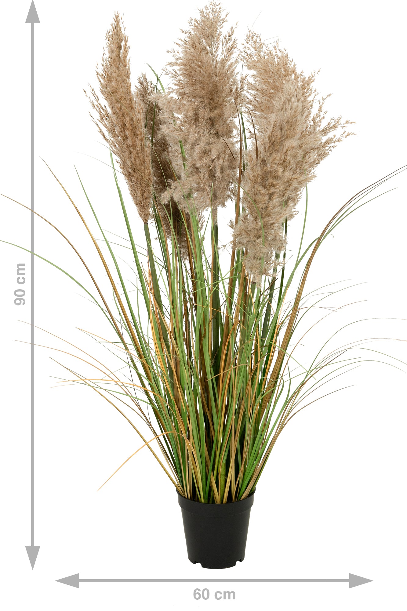 Iarba artificiala Onion 90 cm cu 5 flori naturale de pampas bej deschis