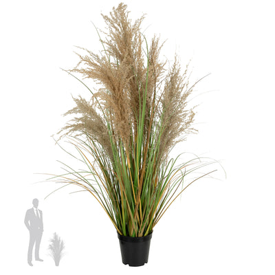 Iarba artificiala Onion 90 cm cu 5 flori naturale de pampas bej