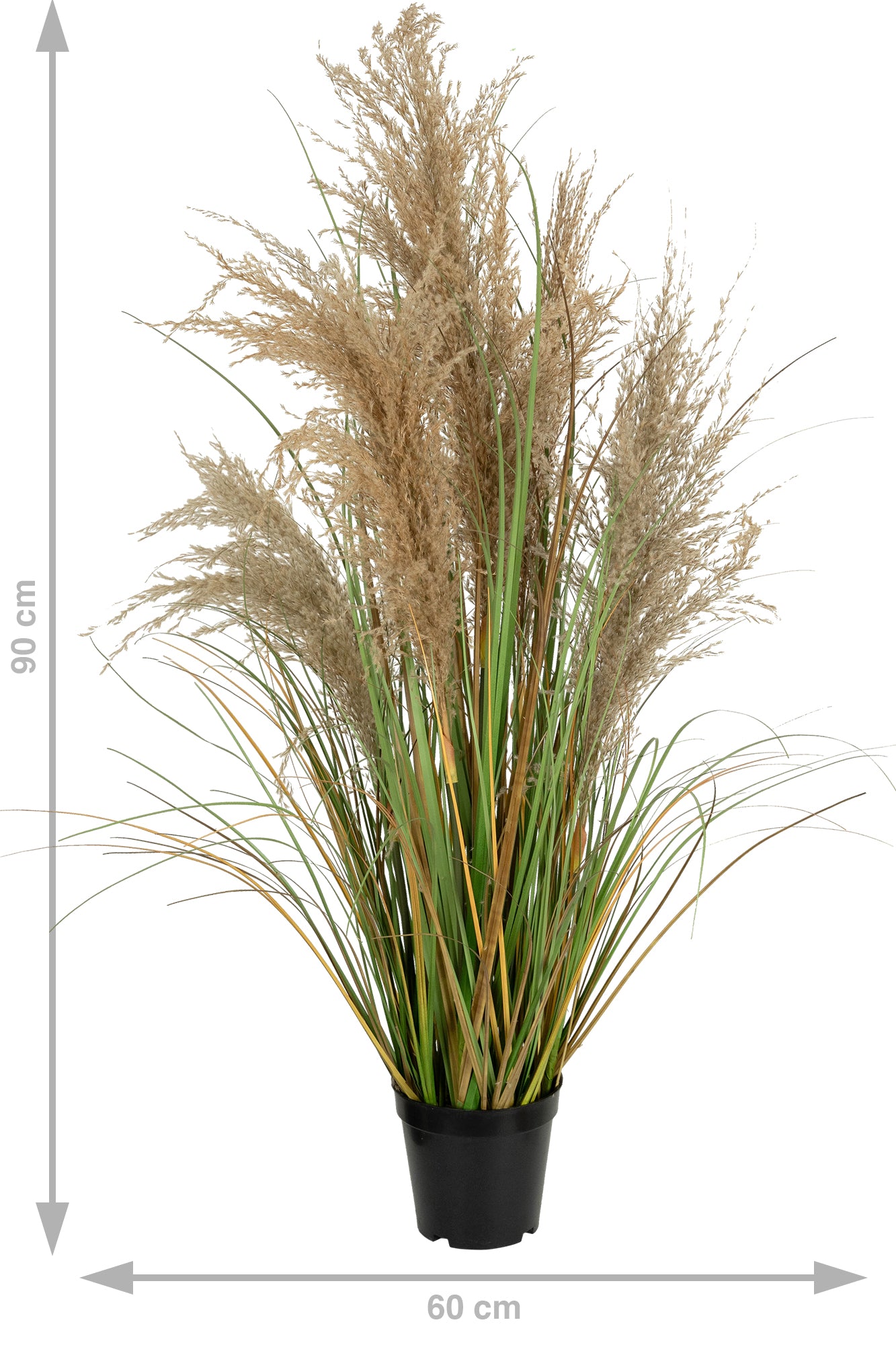 Iarba artificiala Onion 90 cm cu 5 flori naturale de pampas bej