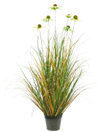 Iarba artificiala Onion 90 cm cu 6 flori de crizantema albe