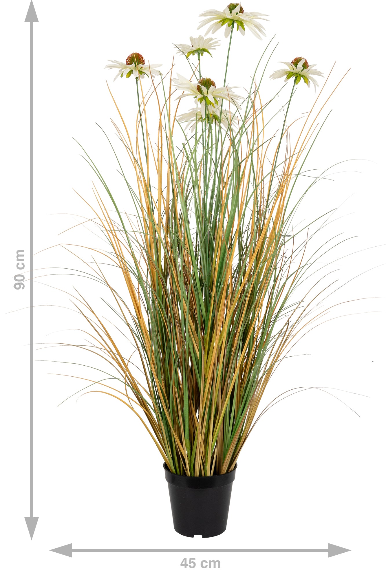 Iarba artificiala Onion 90 cm cu 6 flori de crizantema albe