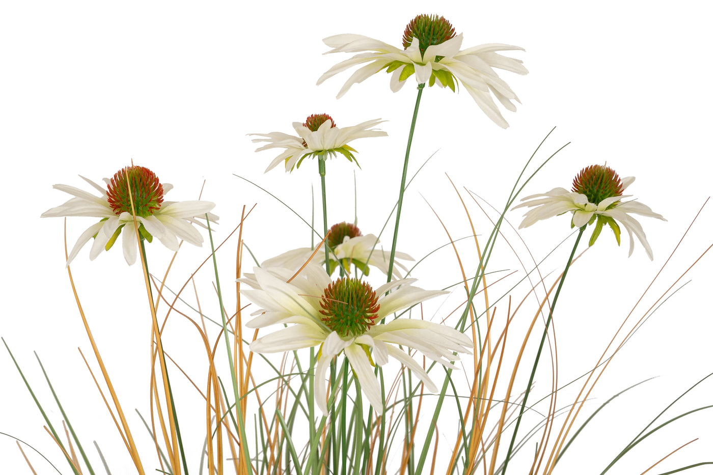 Iarba artificiala Onion 90 cm cu 6 flori de crizantema albe