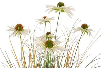 Iarba artificiala Onion 90 cm cu 6 flori de crizantema albe