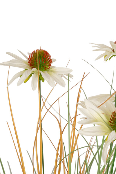 Iarba artificiala Onion 90 cm cu 6 flori de crizantema albe