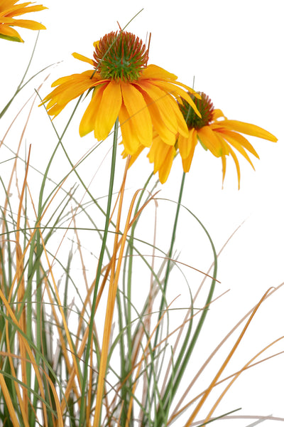 Iarba artificiala Onion 90 cm cu 6 flori de crizantema galbene