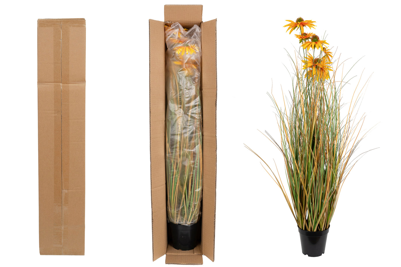 Iarba artificiala Onion 90 cm cu 6 flori de crizantema galbene